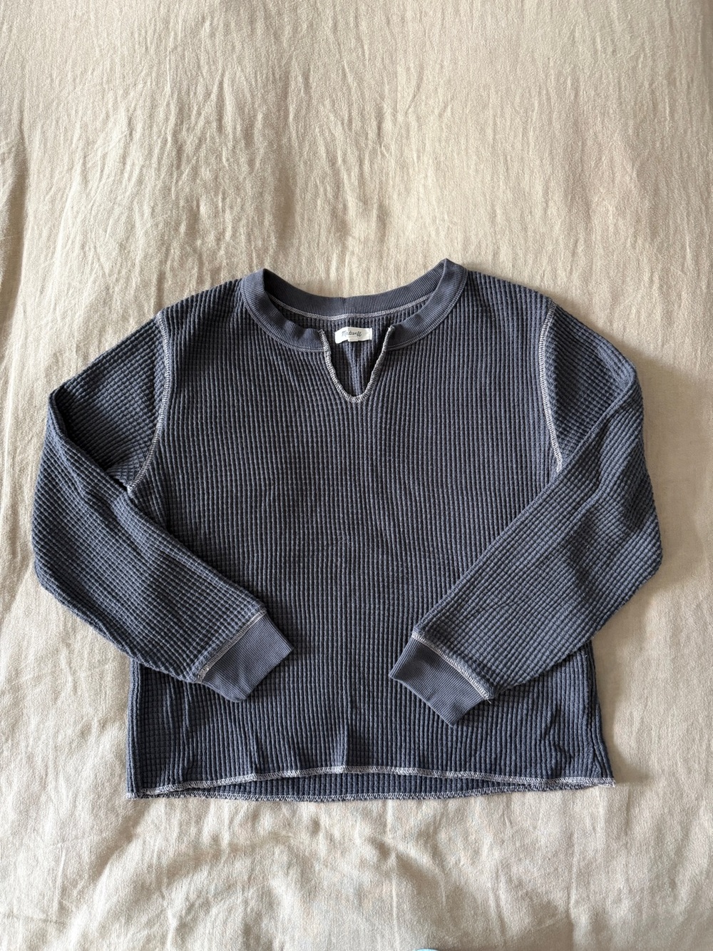 Madewell Gray Waffle Knit Pullover